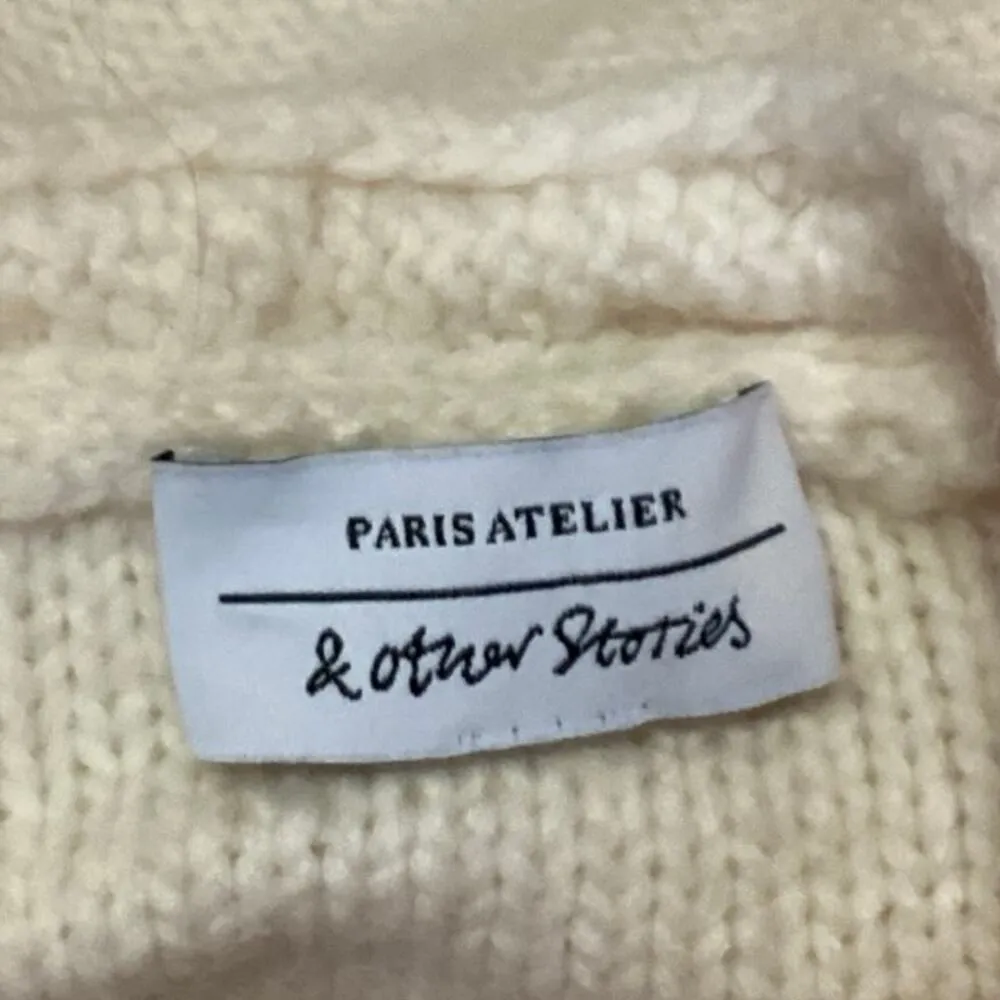 & Other Stories Cream White Wool Alpaca Cable Knit Puff Sleeve Sweater Top Sz S - Image 3