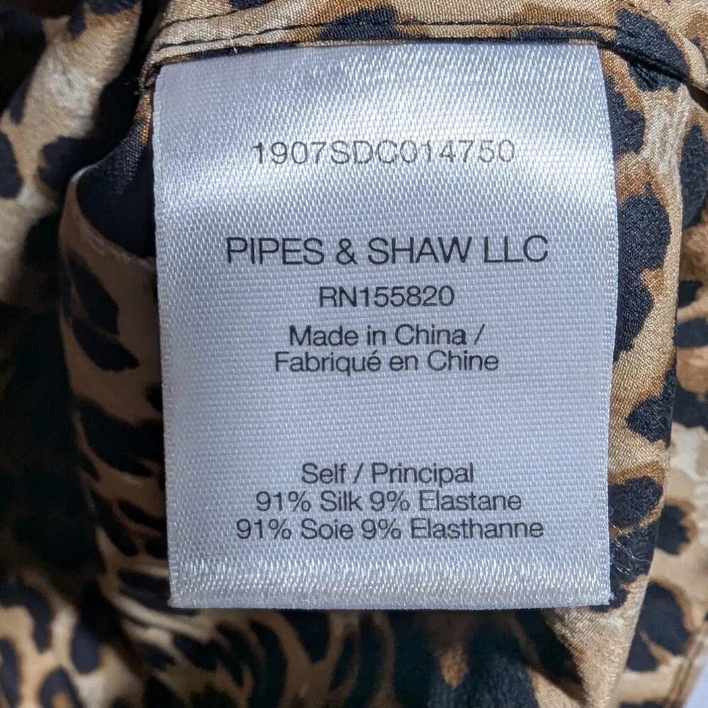 Veronica Beard Ann Beige Leopard Print Silk Keyhole Neck Button Blouse Sz 2 - Image 4