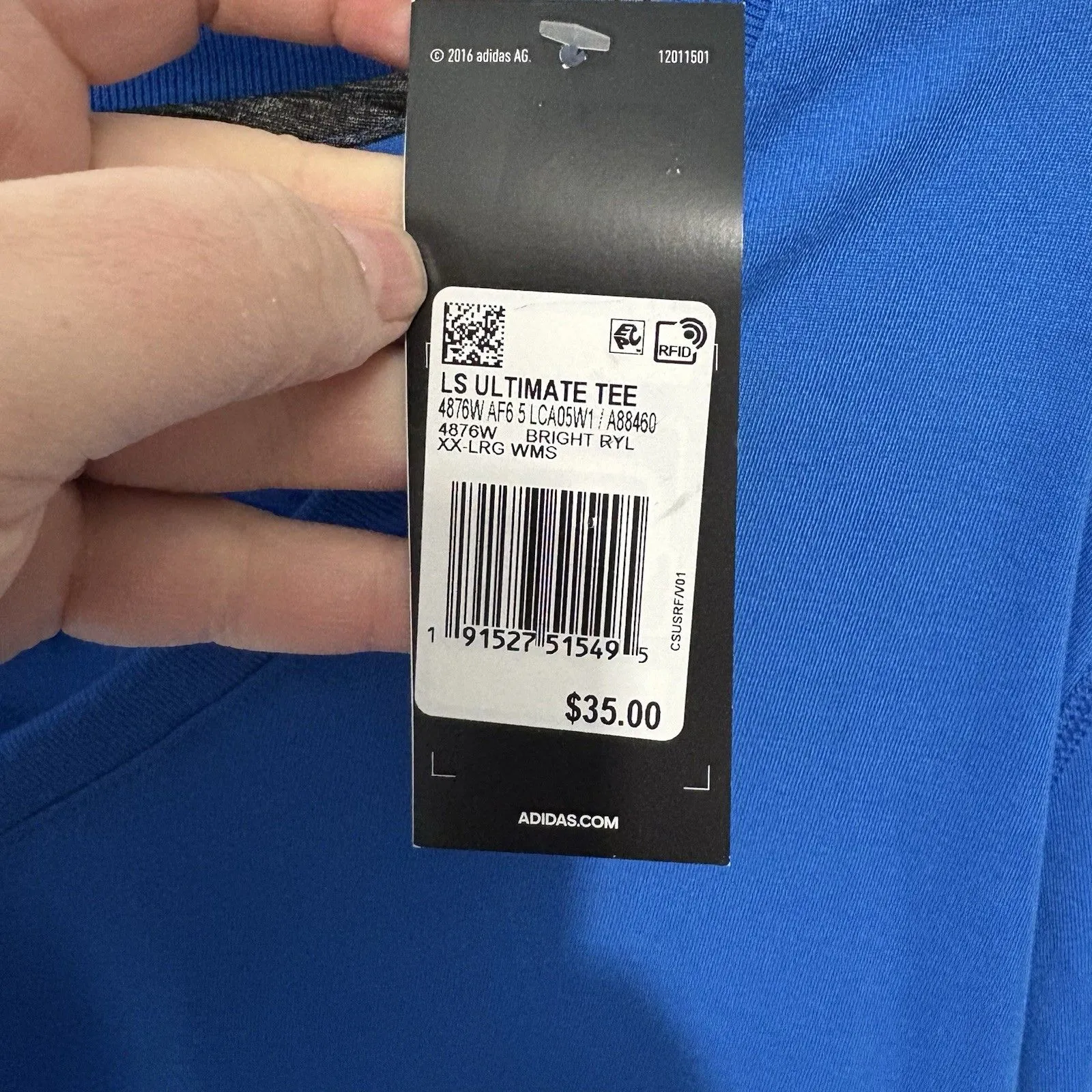 NWT Adidas Womens Ultimate Tee 2X Long Sleeve V-Neck L Blue Workout Climalite - Image 3