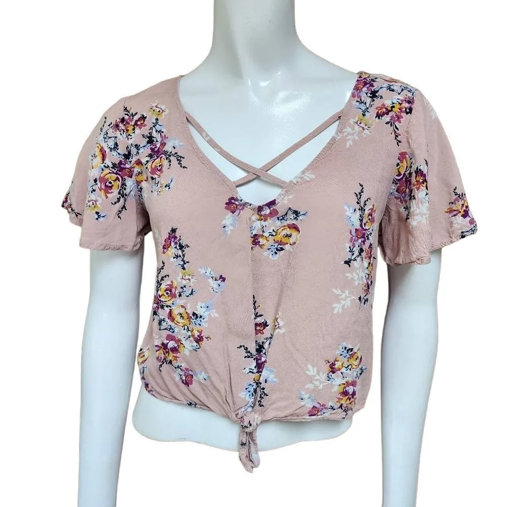 Mudd Pink Floral Blouse (S) - Image 3