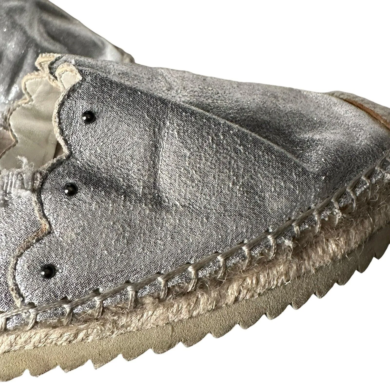 Karl Lagerfeld Metallic Silver Espadrille Slides Slip on Shoes Women Size‎ 7.5 - Image 9