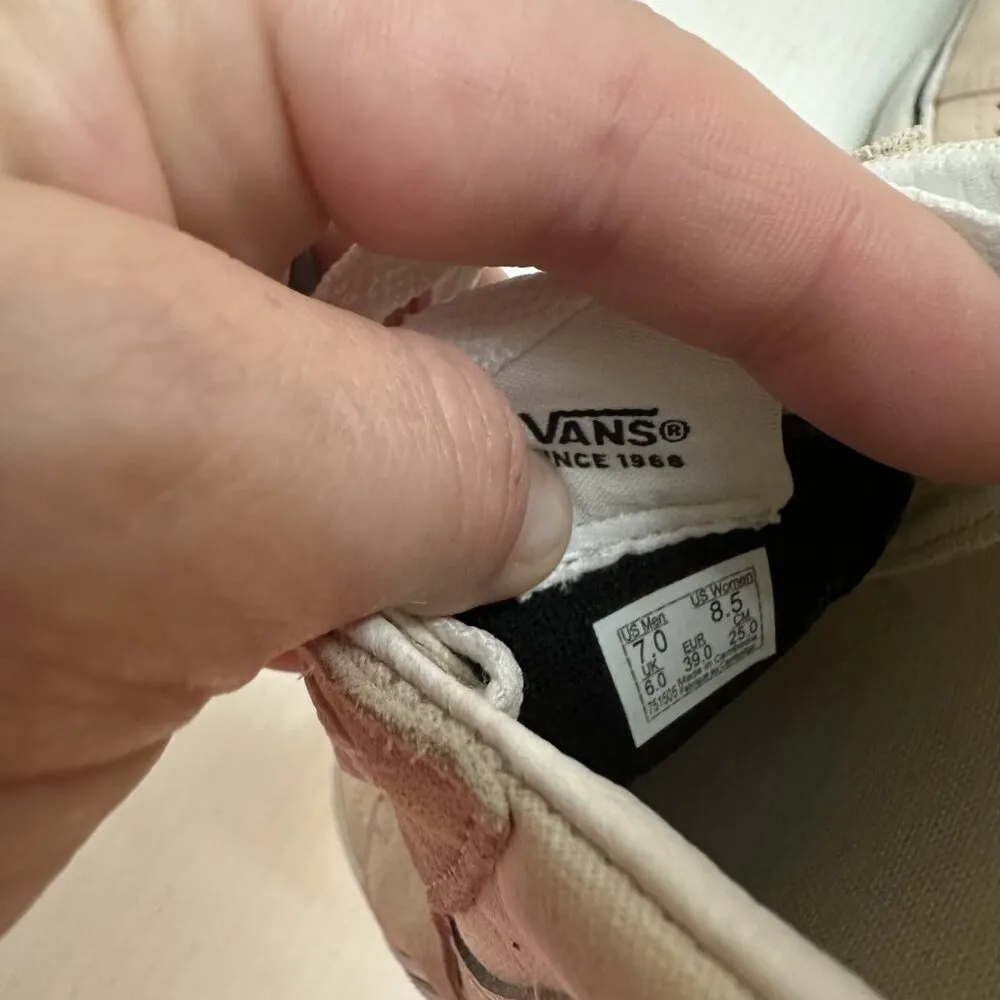 Vans Old Skool Shoes Mens 7 W 8.5 Pink White Suede Canvas Low Top Skate Sneakers - Image 10