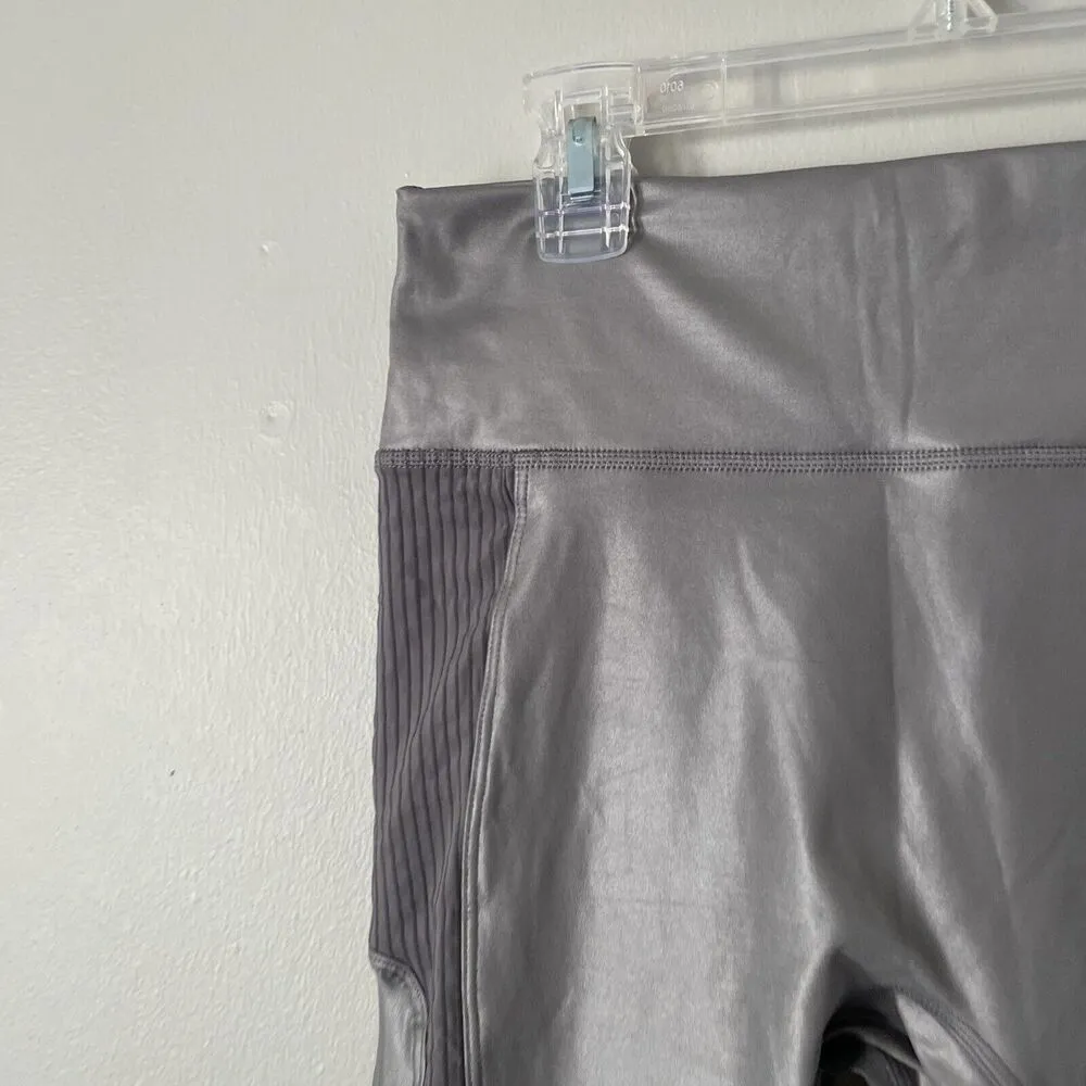 Fabletics Size S Gunmetal Shine Sheen Motion365 Contour Leggings High Rise NEW - Image 2