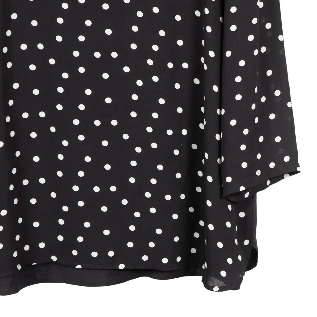 Van Heusen Polka Dot Blouse XXL Womens Black White Stretch 3/4 Sleeves - Image 3