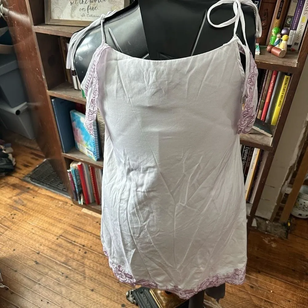 Sugarlips purple embroidered hippy boho white shift dress - Image 3