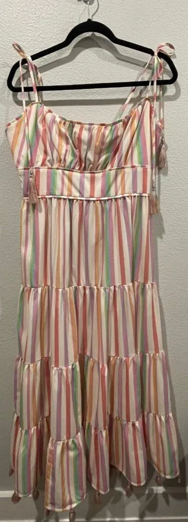 Rainbow Striped Multicolor Summer Maxi Dress - Image 2