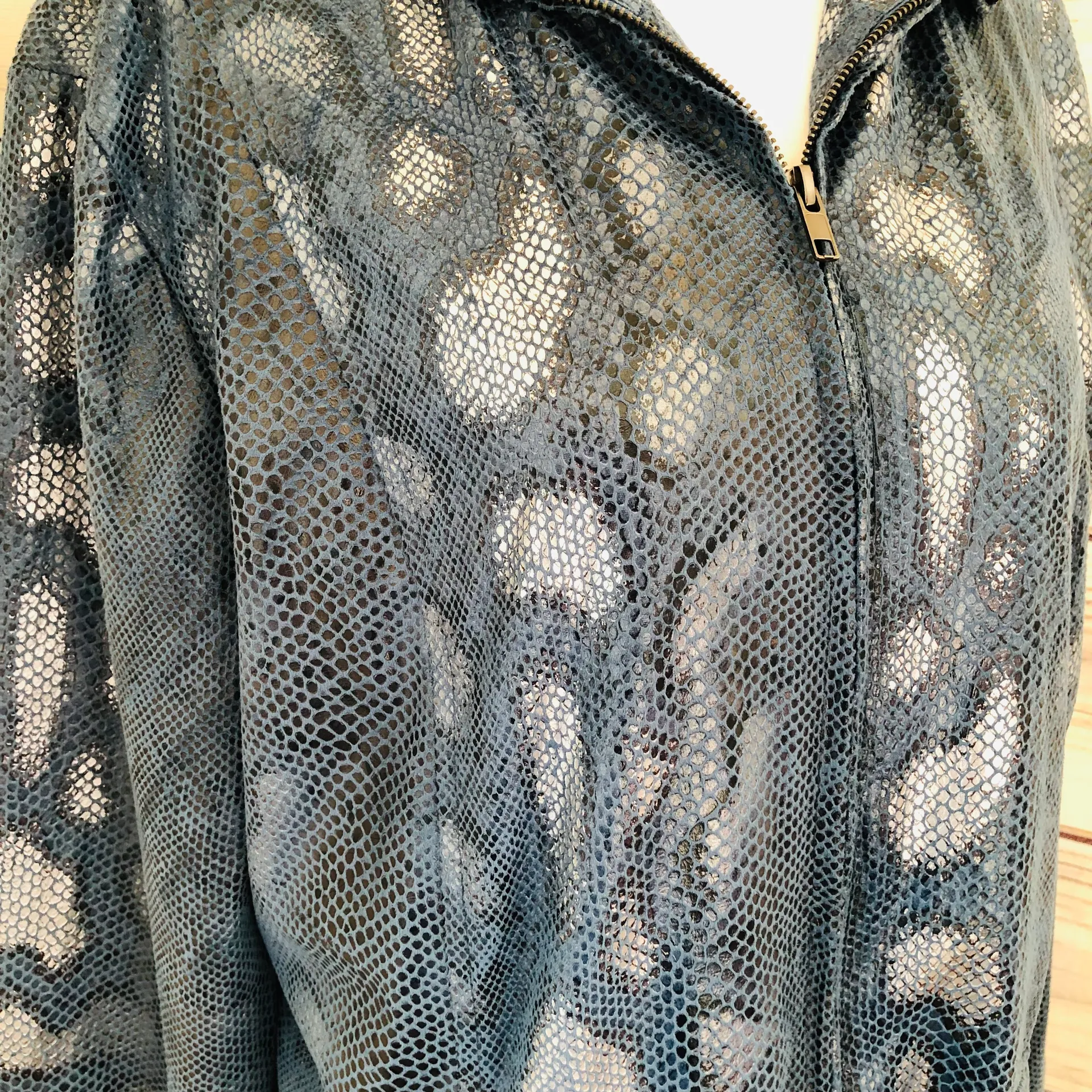 Vintage Blue Snakeskin Jacket Size XL - Image 3