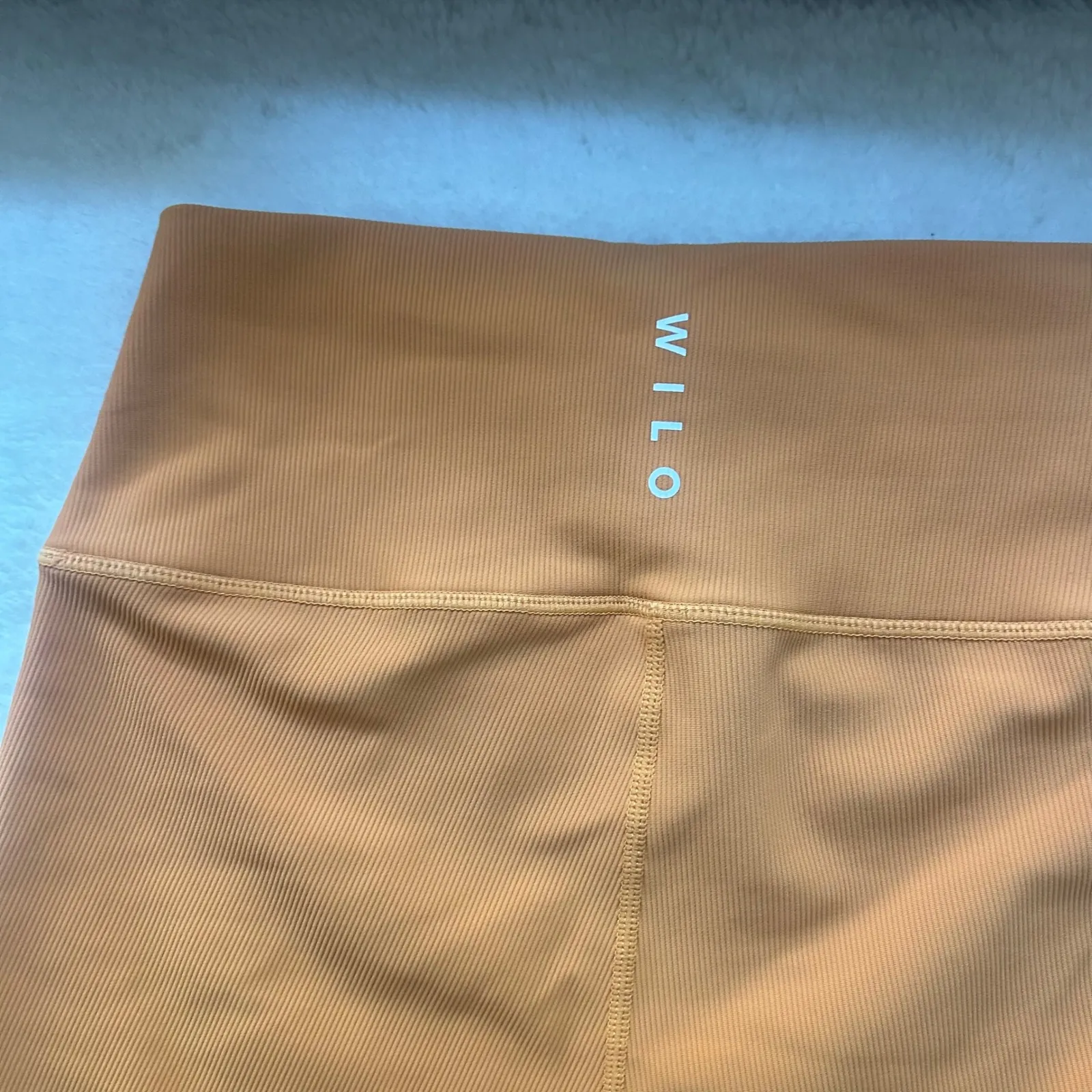 Wilo Ribbed Biker Shorts High Waist Athletic Workout Gym Activewear Medium Orange - Image 7