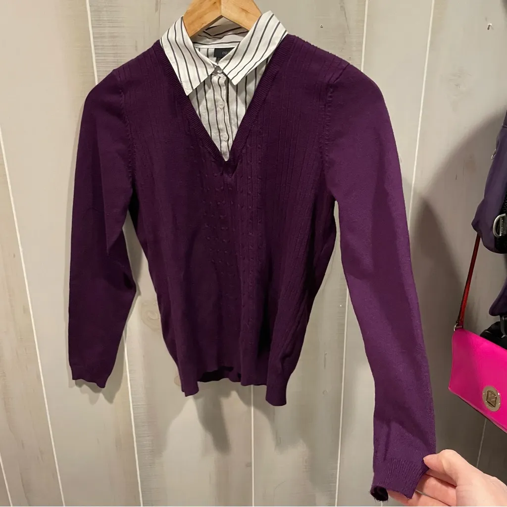 Cute vintage 90s fairy plum shaker sweater shirt 2 in 1 look preppy street style - Image 7