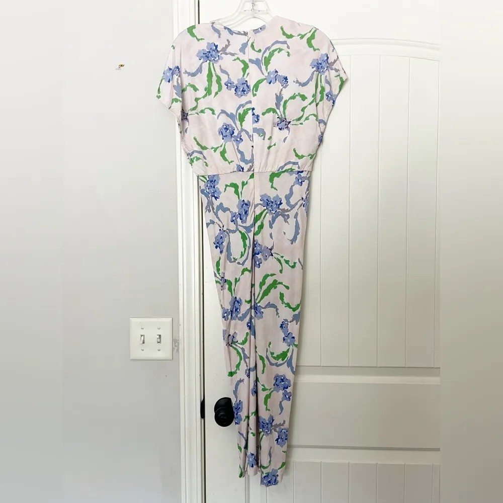 Prabal Gurung Brushstroke Floral Twist Midi Dress Purple Size 6 - Image 7