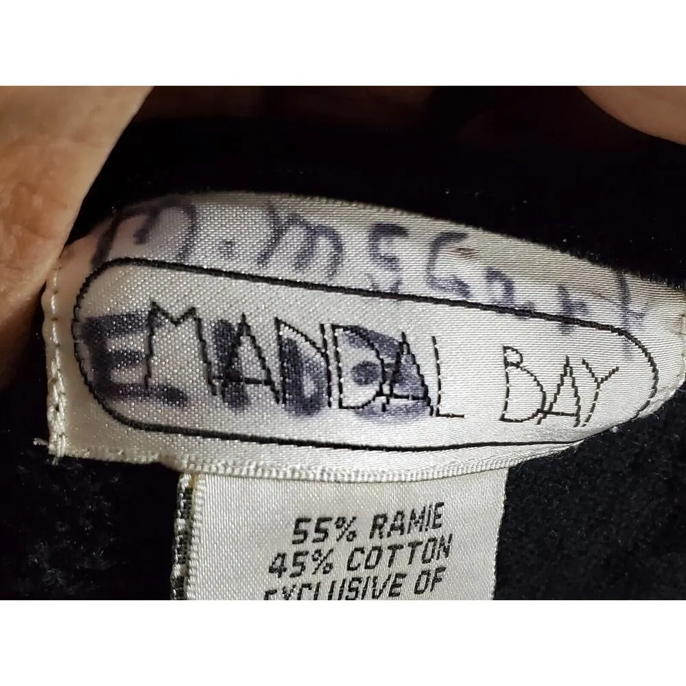 VTG Mandal Bay Christmas Present Houndstooth Rhinestone Sweater S Holiday Party Black - Image 9