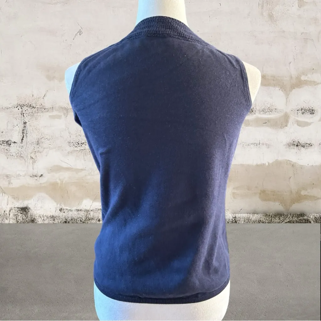 Talbots Women's Dark Blue Knit Tank Top Size Medium - Image 3