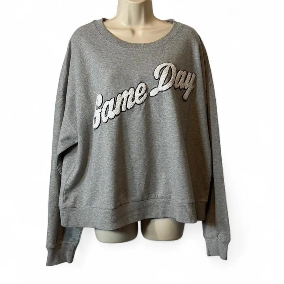 Maeve Gray and White "Game Day" Sweatshirt, Women's Size XL - Image 2