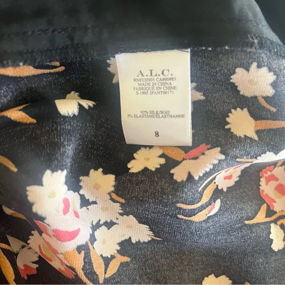 A.L.C. Women’s Silk Floral flower Print Palazzo Pants Size 8 - Image 4
