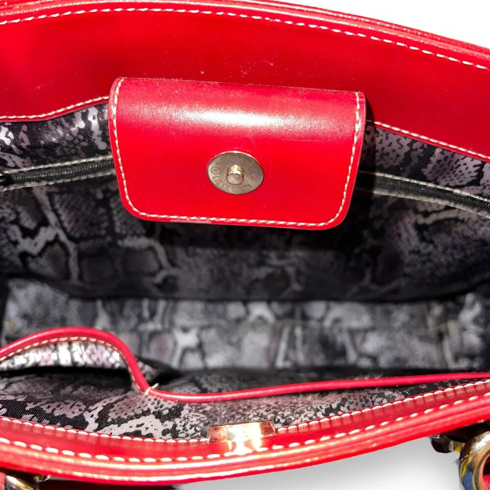 Wilsons Leather Womens Satchel Tote Bag Handbag Purse Red Leather Large - Image 10