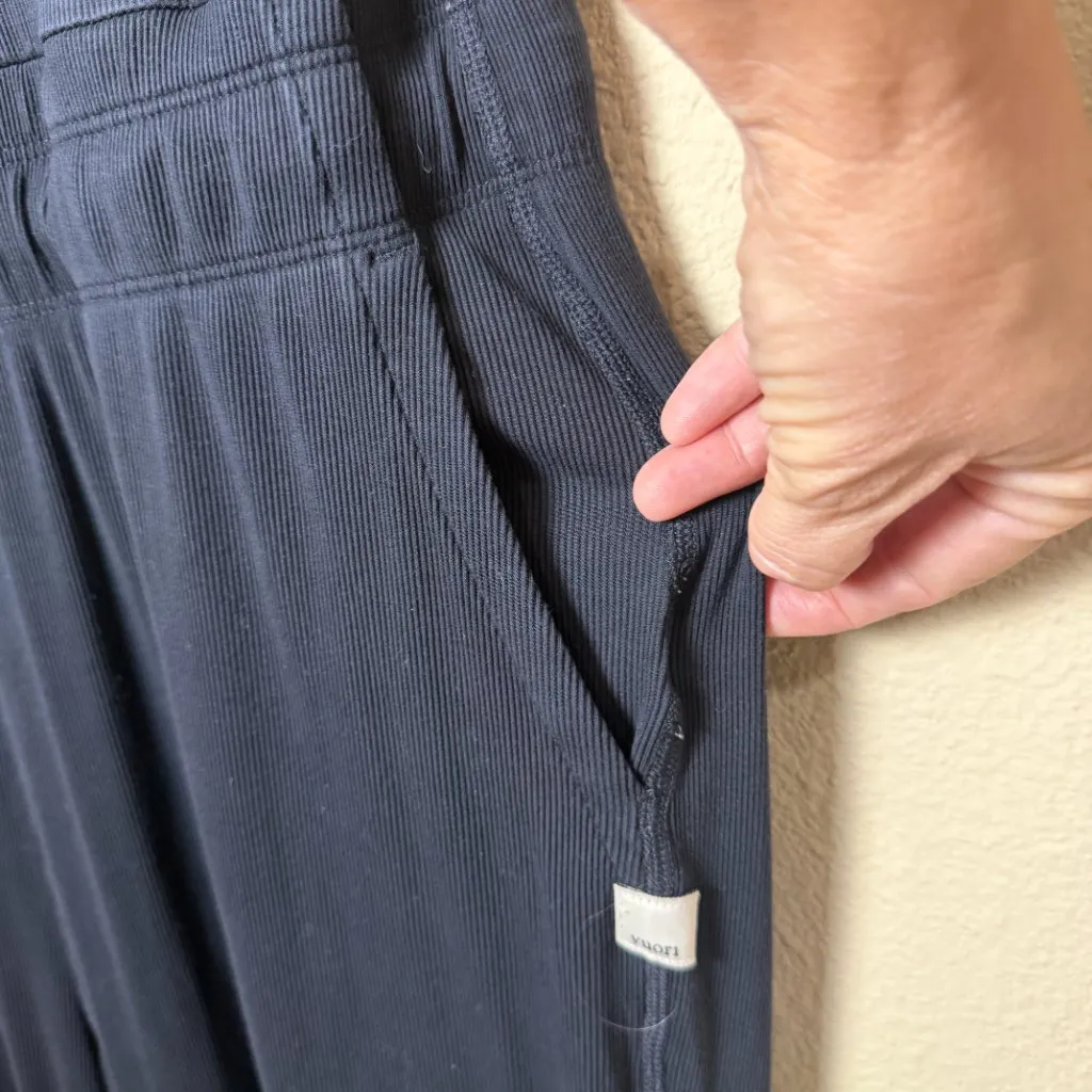 VUORI Mudra Pose Ribbed Knit Square Neck Jumpsuit Onesie Size Large Black - Image 4