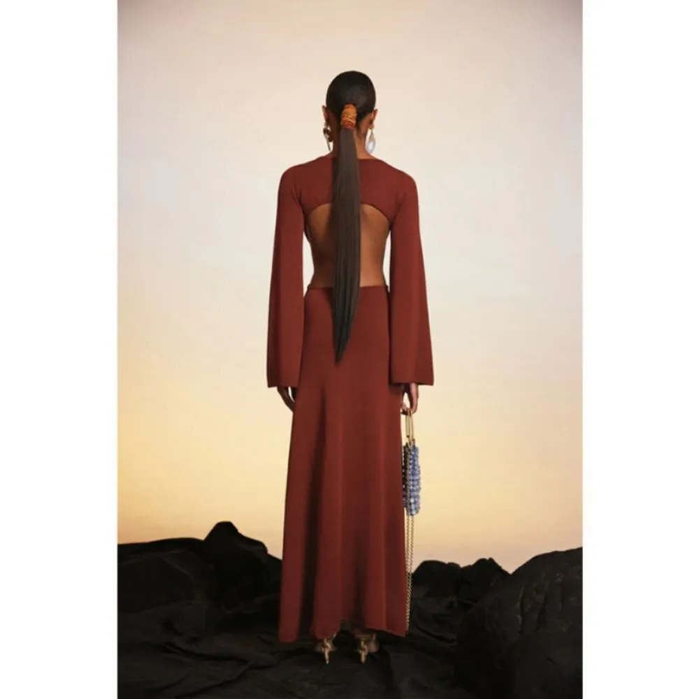 💕CULT GAIA💕 Carla Knit Dress ~ Full Length Gown Cut-Outs Ember Small NWT - Image 6