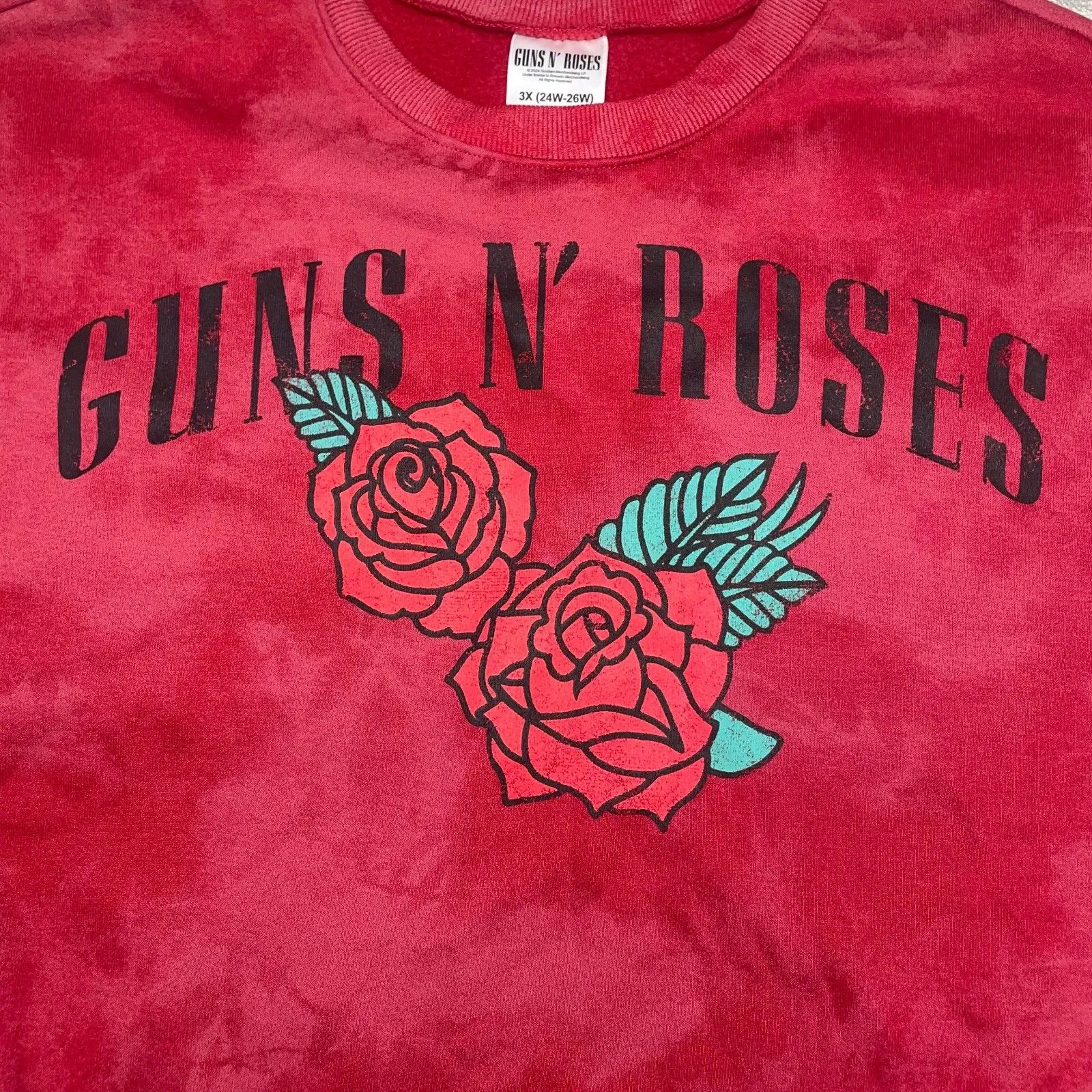Guns N Roses Womens 3X Red Tie Die Sweatshirt Rocker Heavy Metal Grunge Edgy - Image 6