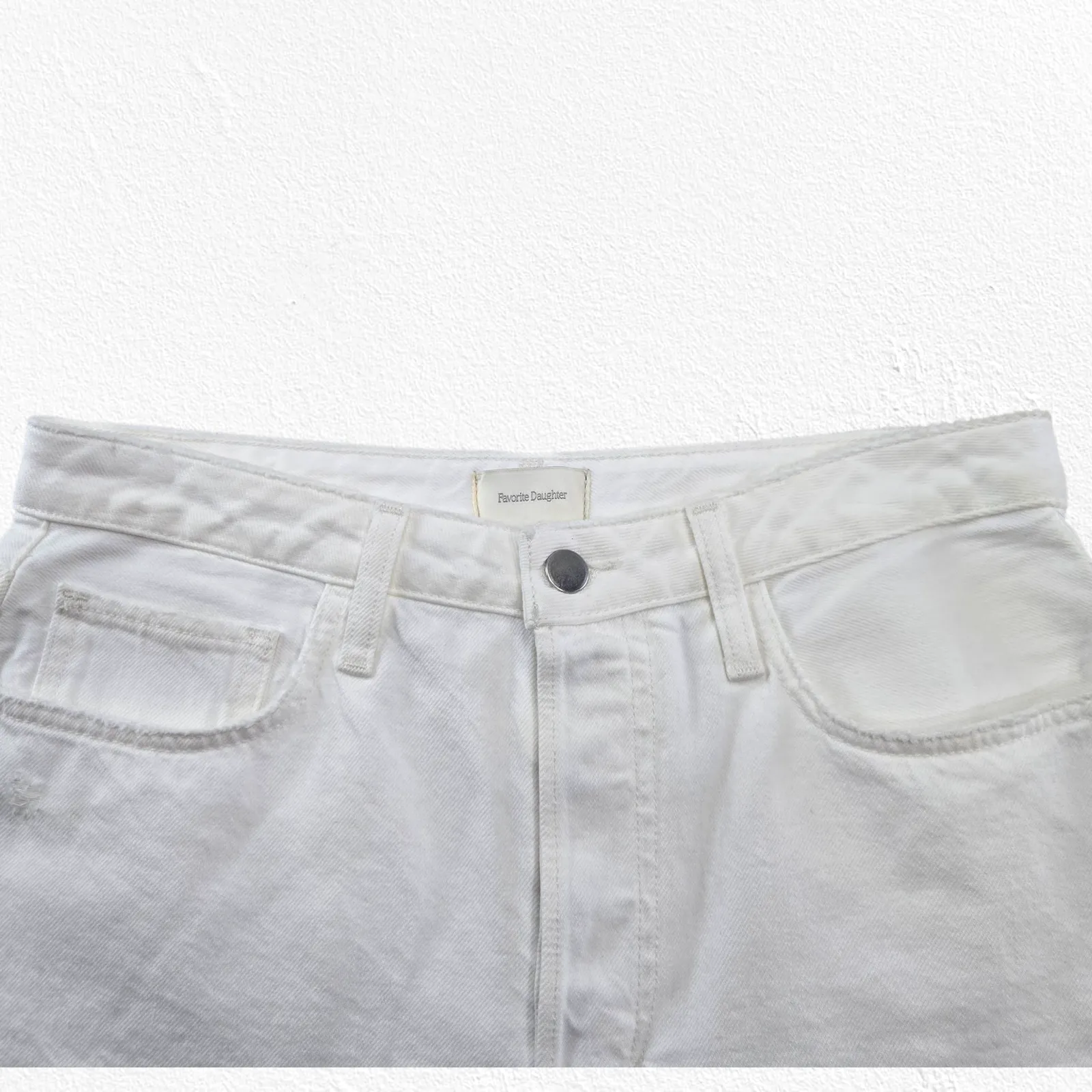 Favorite Daughter Whistler White High Rise Raw Hem Denim Shorts Size 25 - Image 3