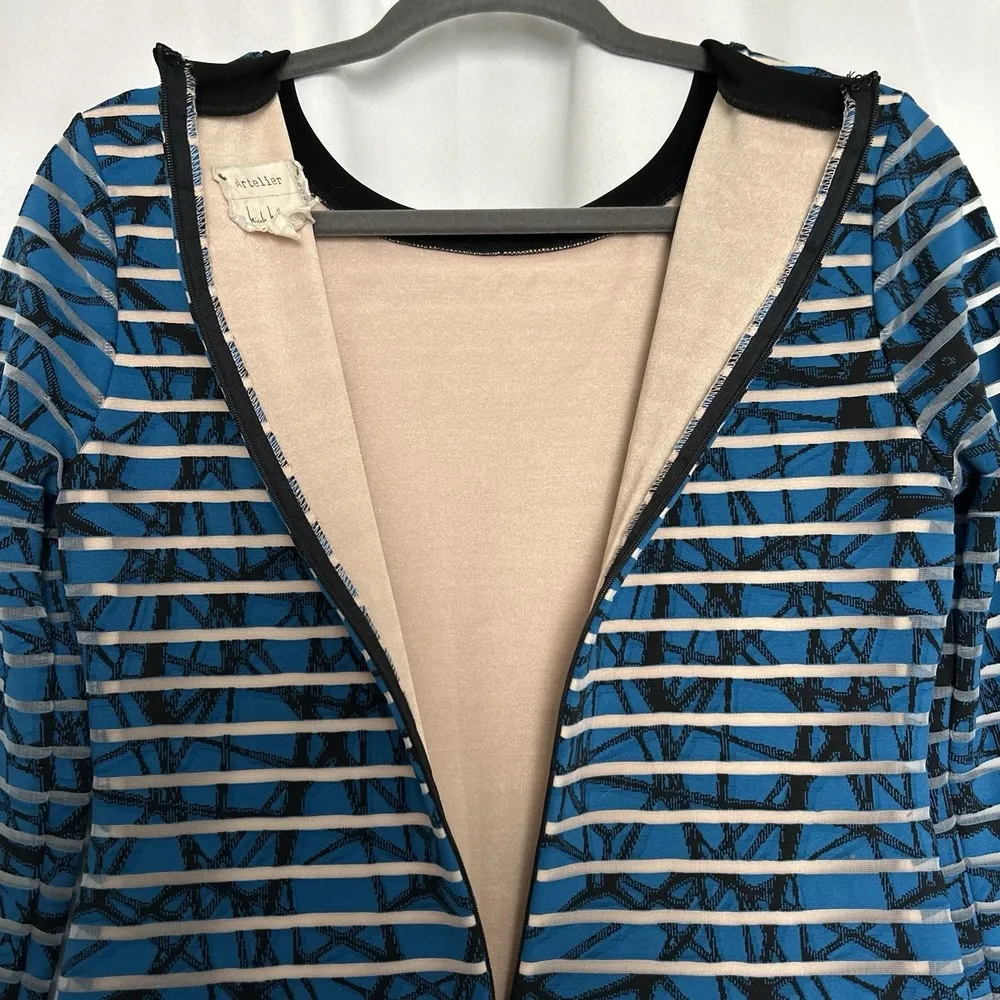 Nicole Miller Womens Mercedes Marble Transparency Dress Size 6 Blue Black Stripe - Image 6