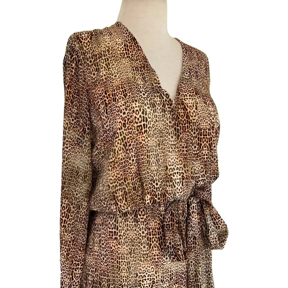 Alexis Dula Dress in Animal Print XSmall New Womens Faux Wrap Mini - Image 5