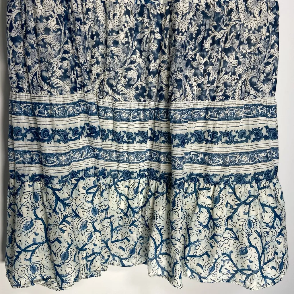 Chaps Vintage Blue Floral Maxi Skirt Paisley Prairie Coastal Cowgirl Cottagecore - Image 3