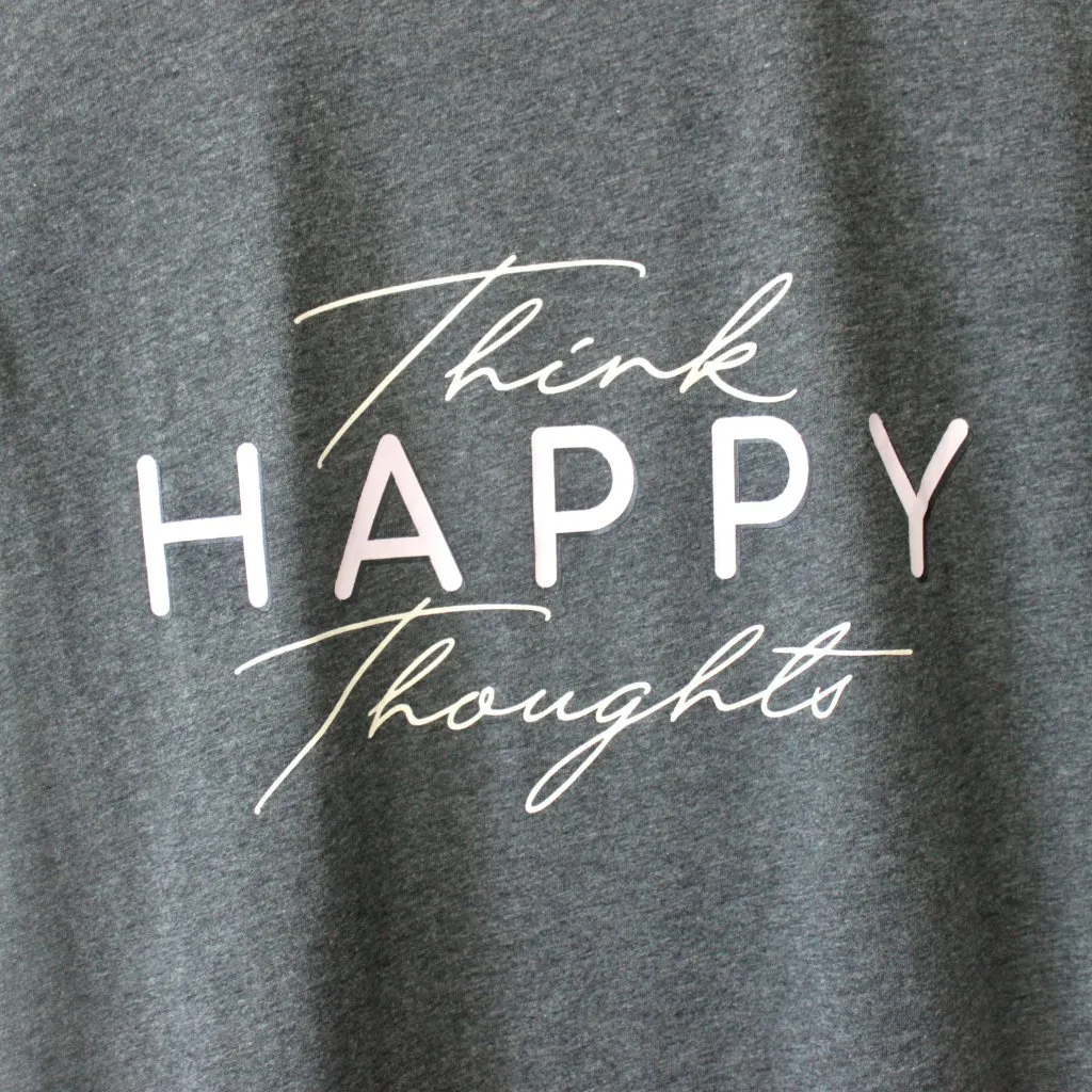 Fleurish Heather Grey Think Happy Thoughts Short - Image 2