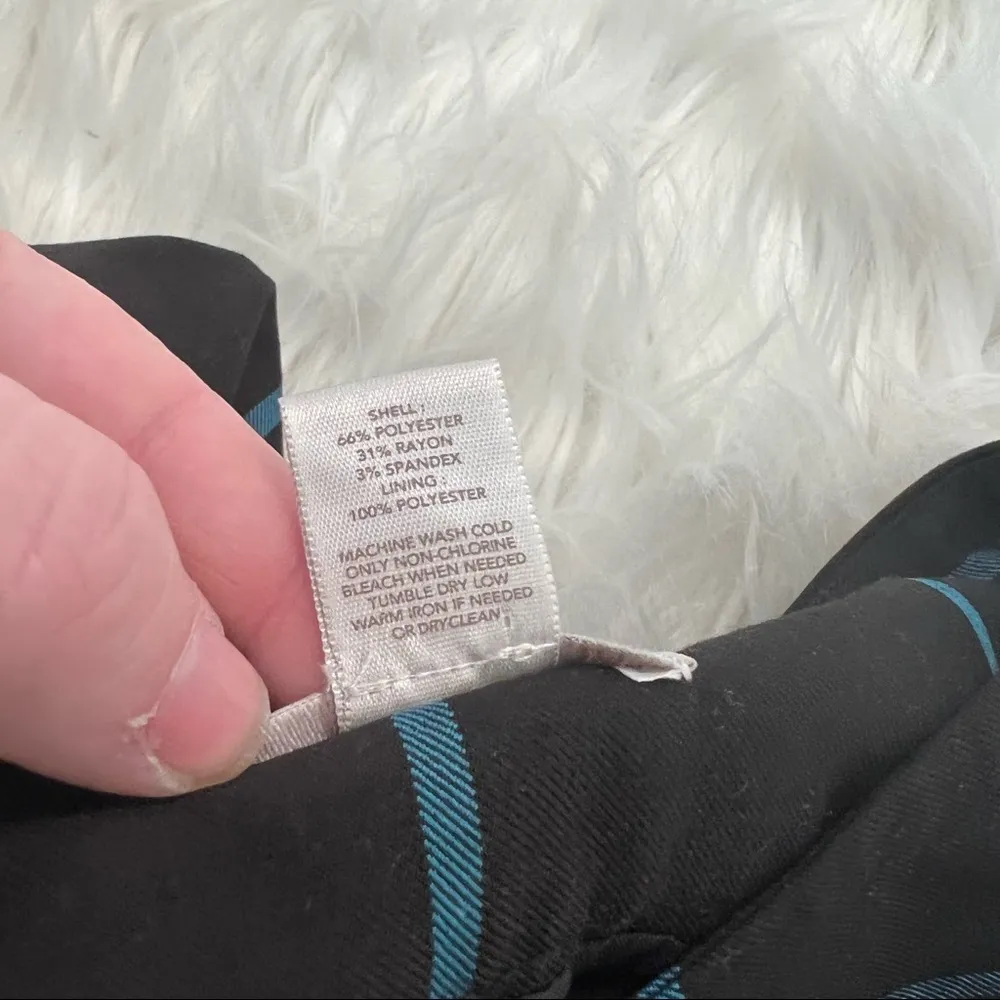 Loft A-Line Shift Skirt Black Teal Window Pane Plaid - Image 9