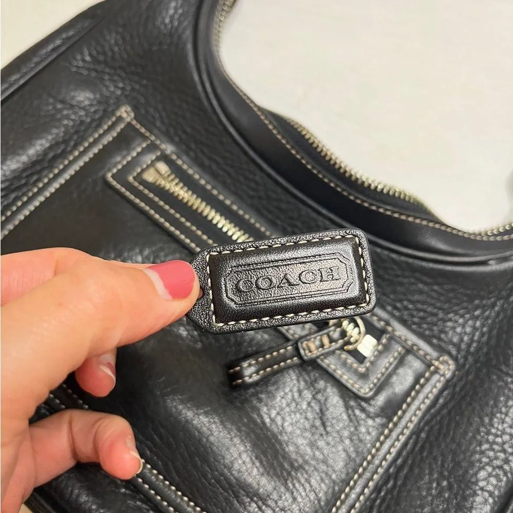 Coach Vintage Y2K Top Handle Hobo Pebbled Leather Baguette - Image 4