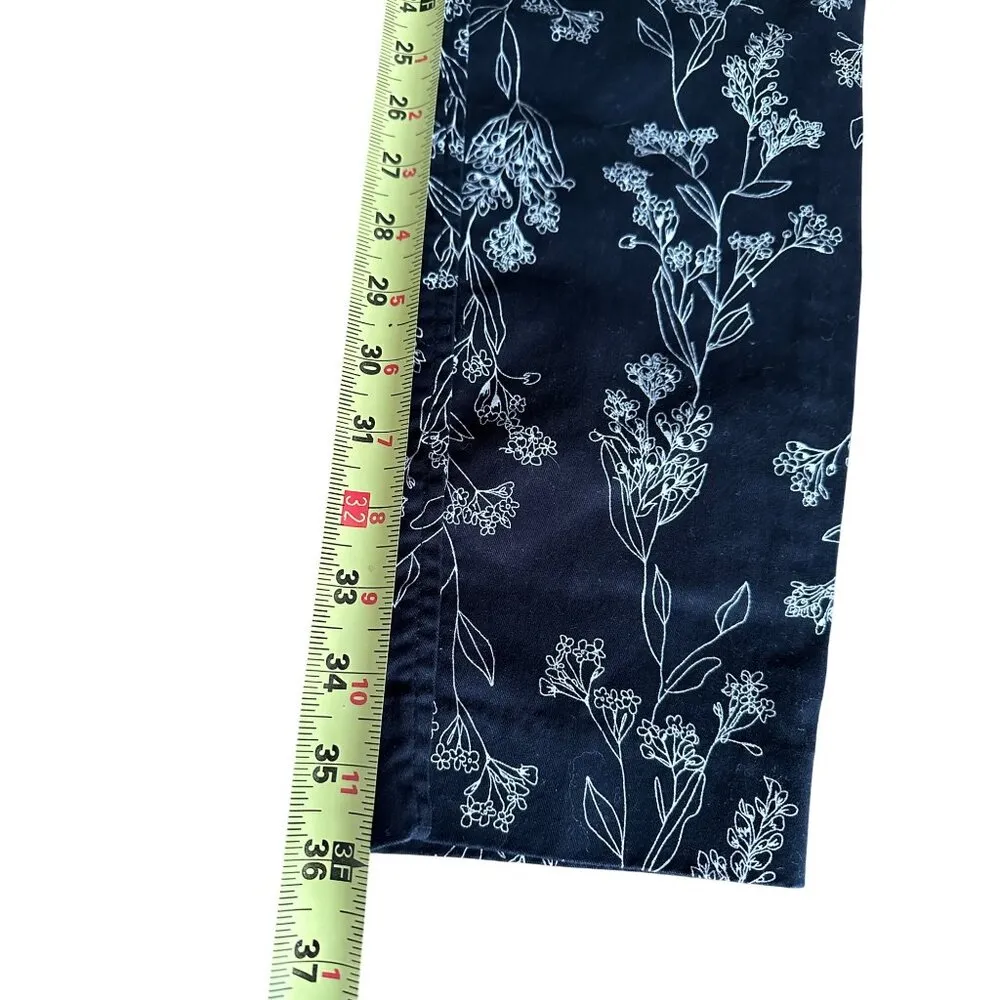 Old Navy Pixie High Rise Pants Floral Print Straight Leg Size 4 Regular - Image 7