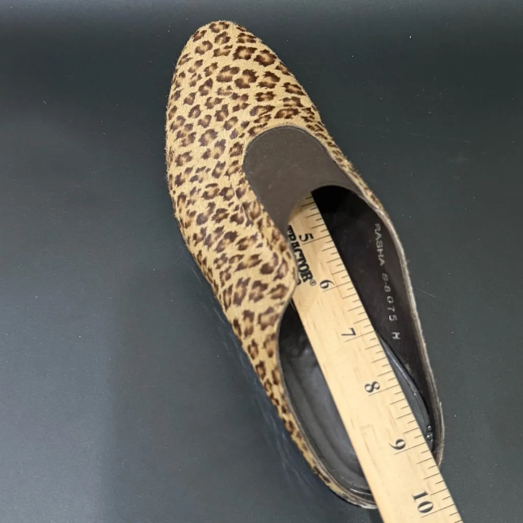 DONALD J PLINER Rasha Leopard Animal Print Calf Hair Mules Clogs Size 7.5 NARROW Brown - Image 12