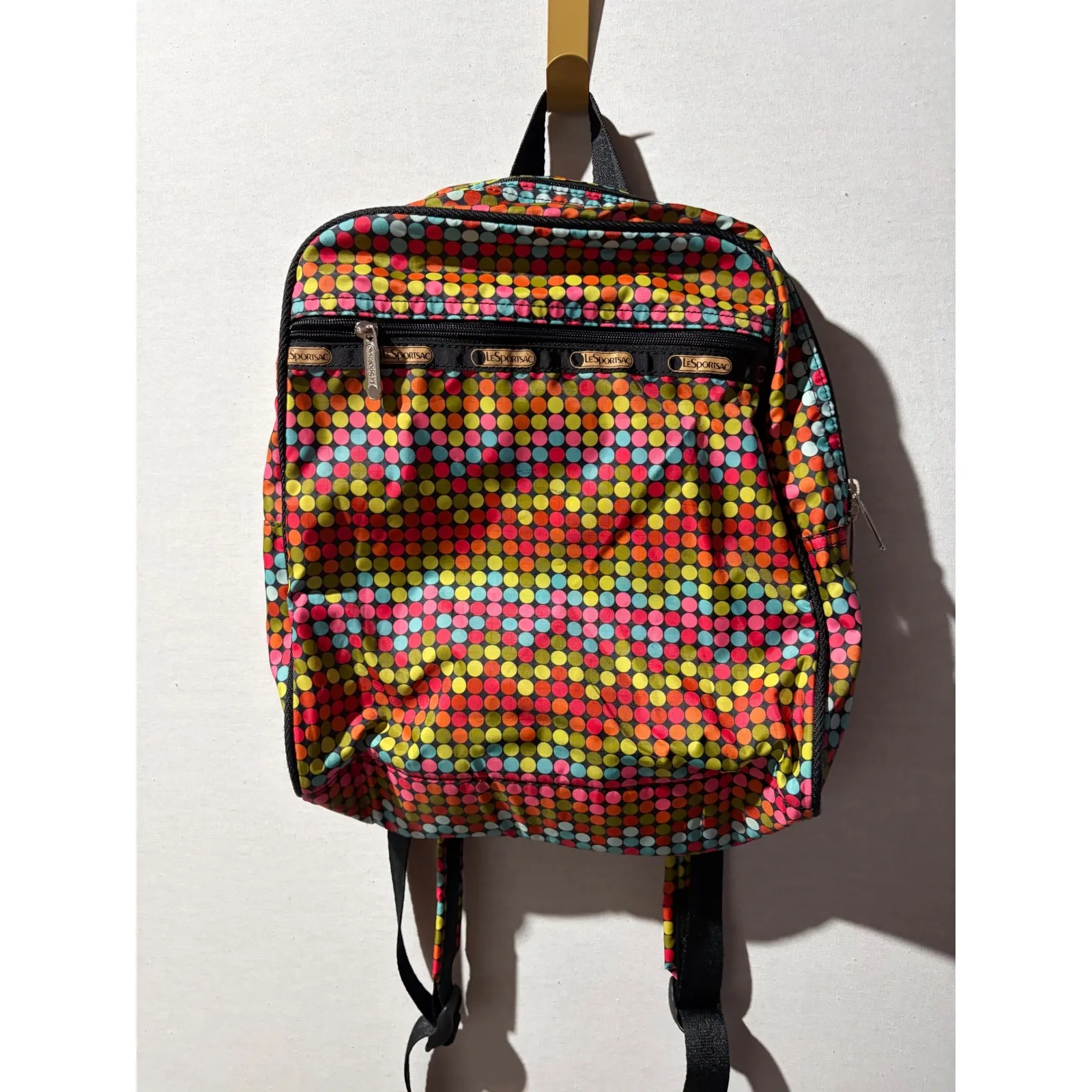 LeSportsac Backpack Colorful Polka Dot Print Nylon Multi - Image 3