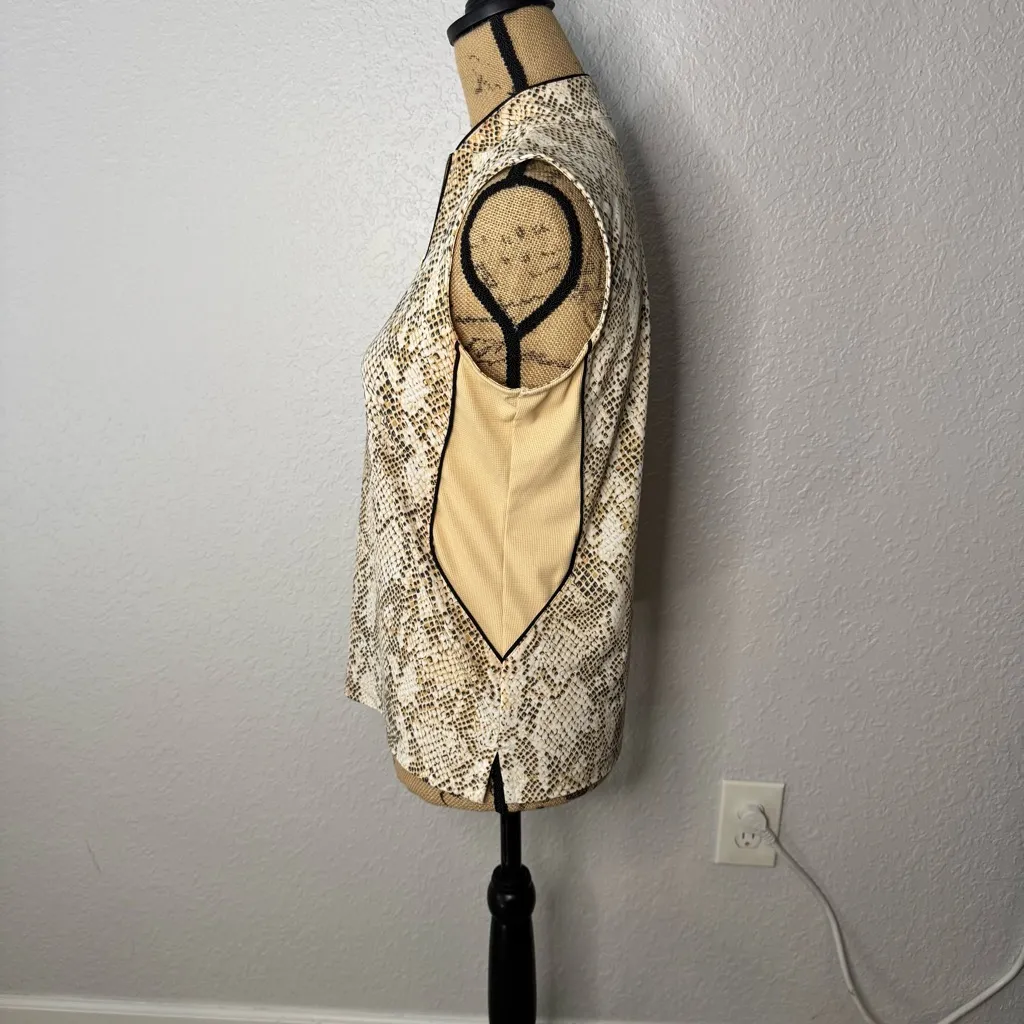 TAIL Golf Tan Sleeveless Polo Shirt Women Size S 1/4 Zip Snake Print Pickleball - Image 7