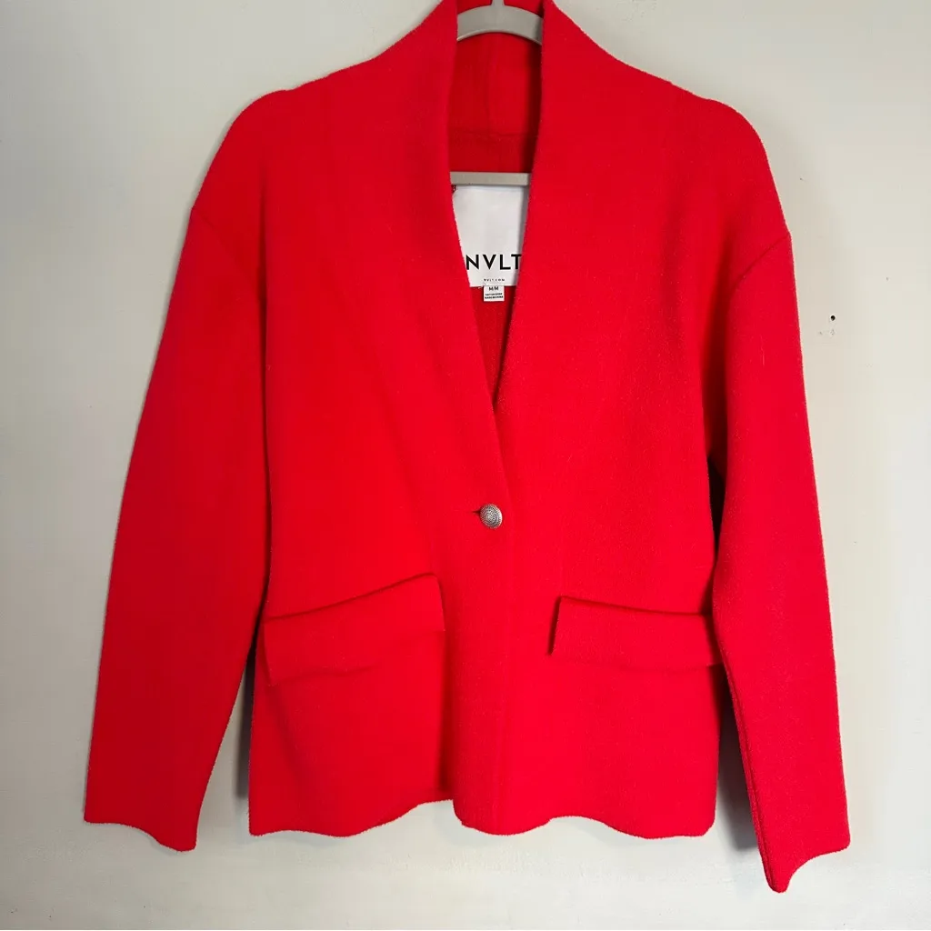 NVLT Knit Relaxed Sweater Blazer Medium Red - Image 2