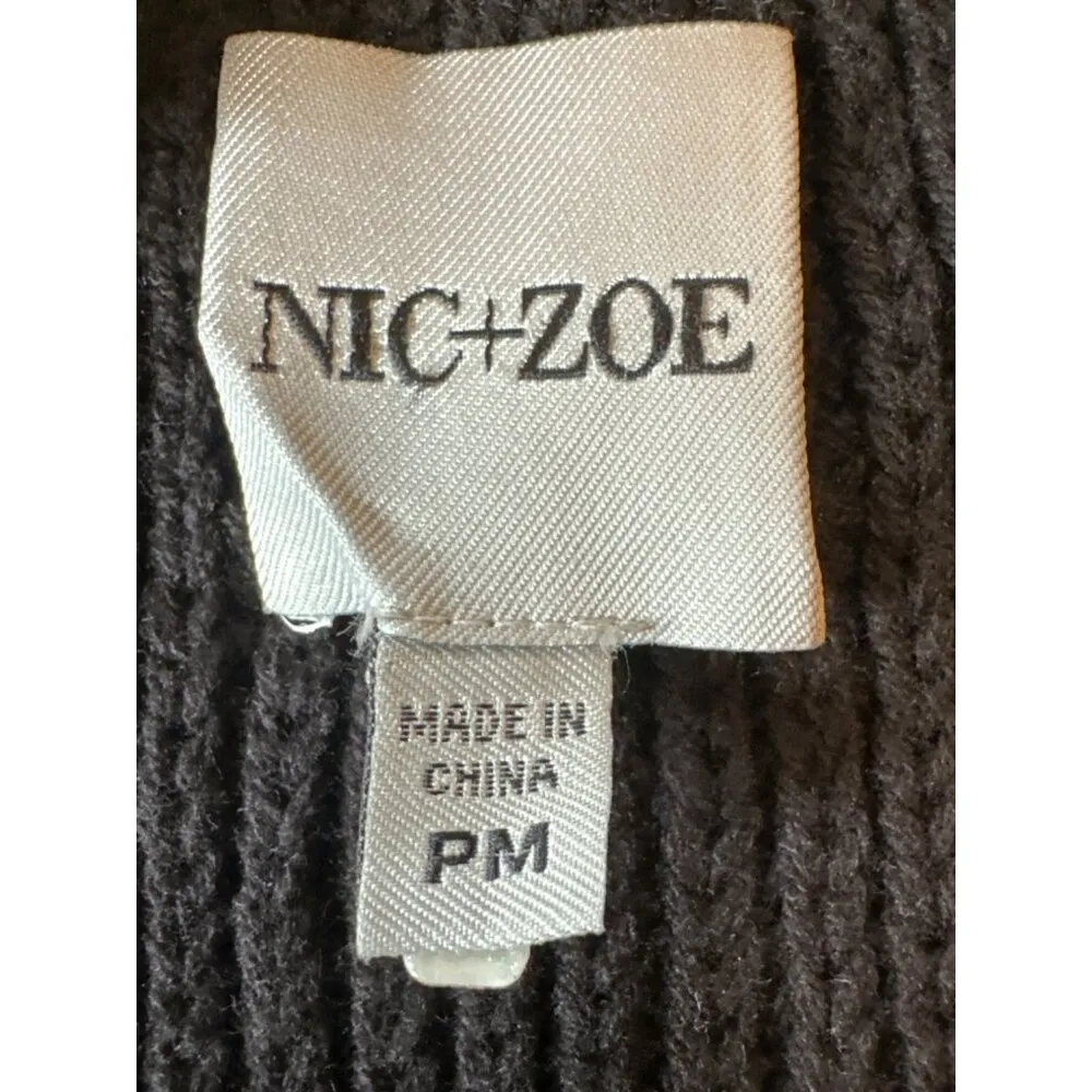 Nic and Zoe Womens Black Sweater With Multicolor Stripes Cotton Blend PM - Image 3