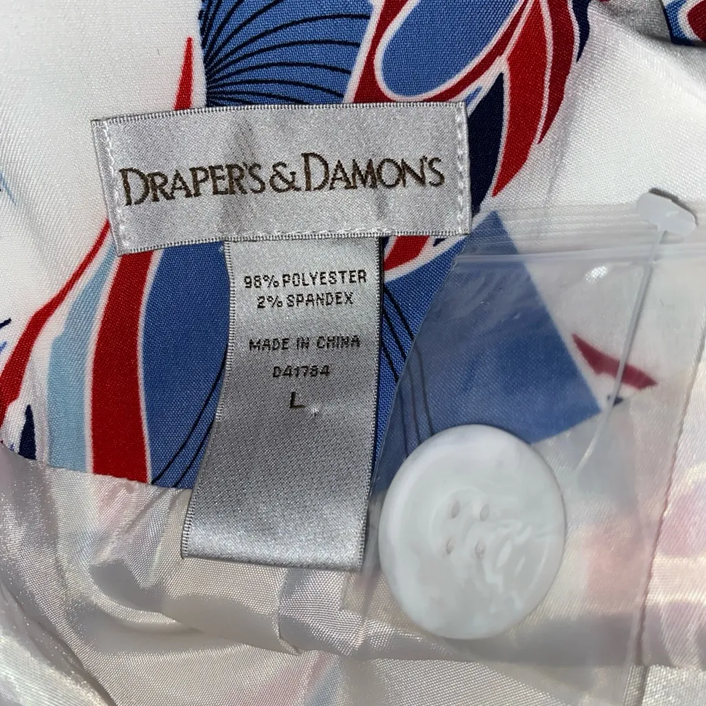 NWOT Draper’s & Damon’s Pop Art  Abstract Floral Blazer Red White and Blue Sz L - Image 14