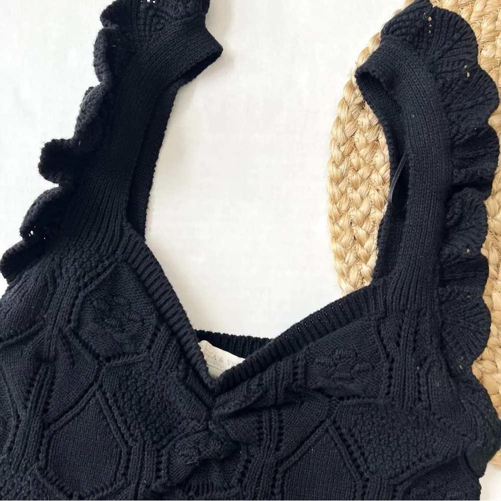 Chelsea & Violet Black Crochet Tank Top - Image 2
