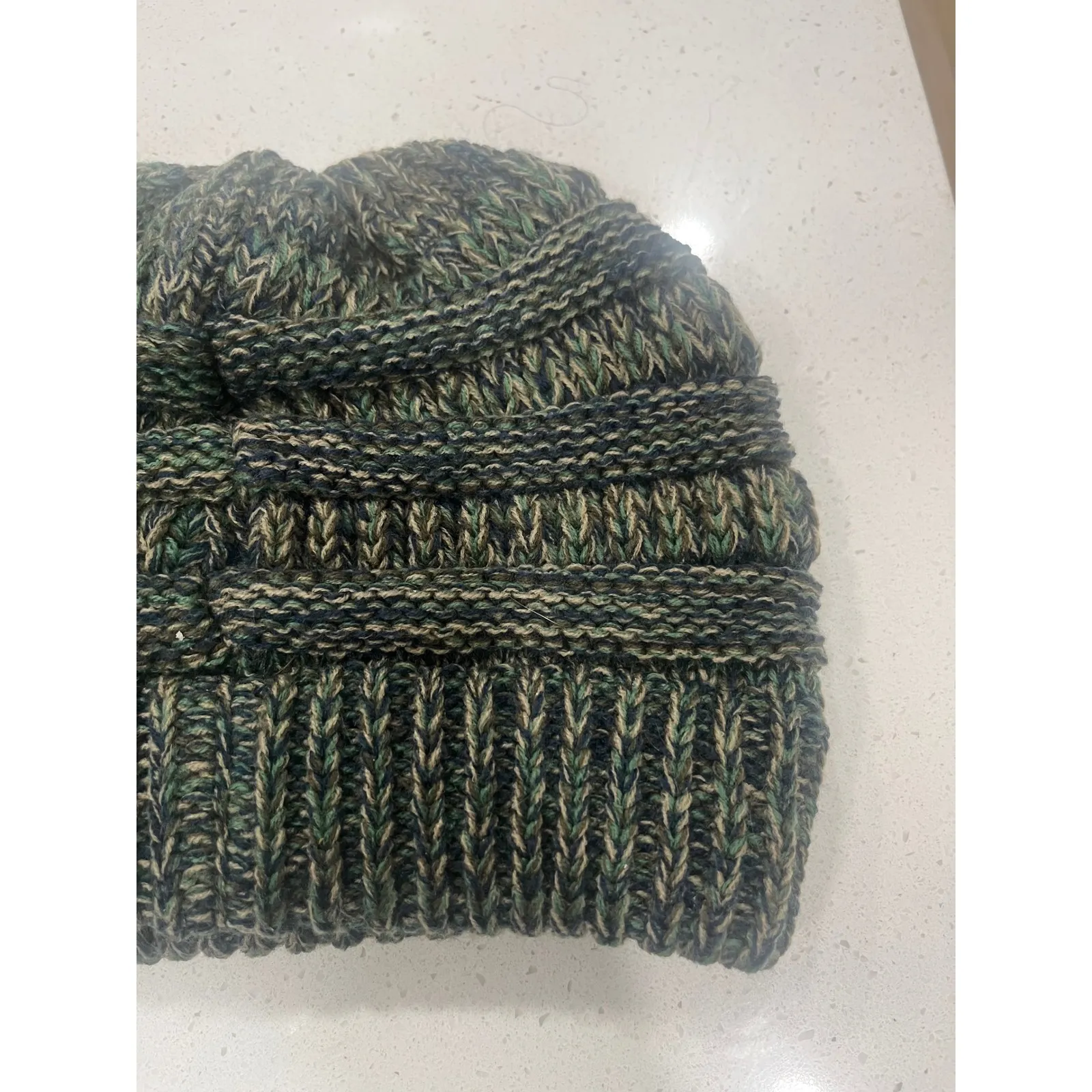 CC Beanies Camo Knit Winter Warm Slouchy Beanie Hat Women Green - Image 7