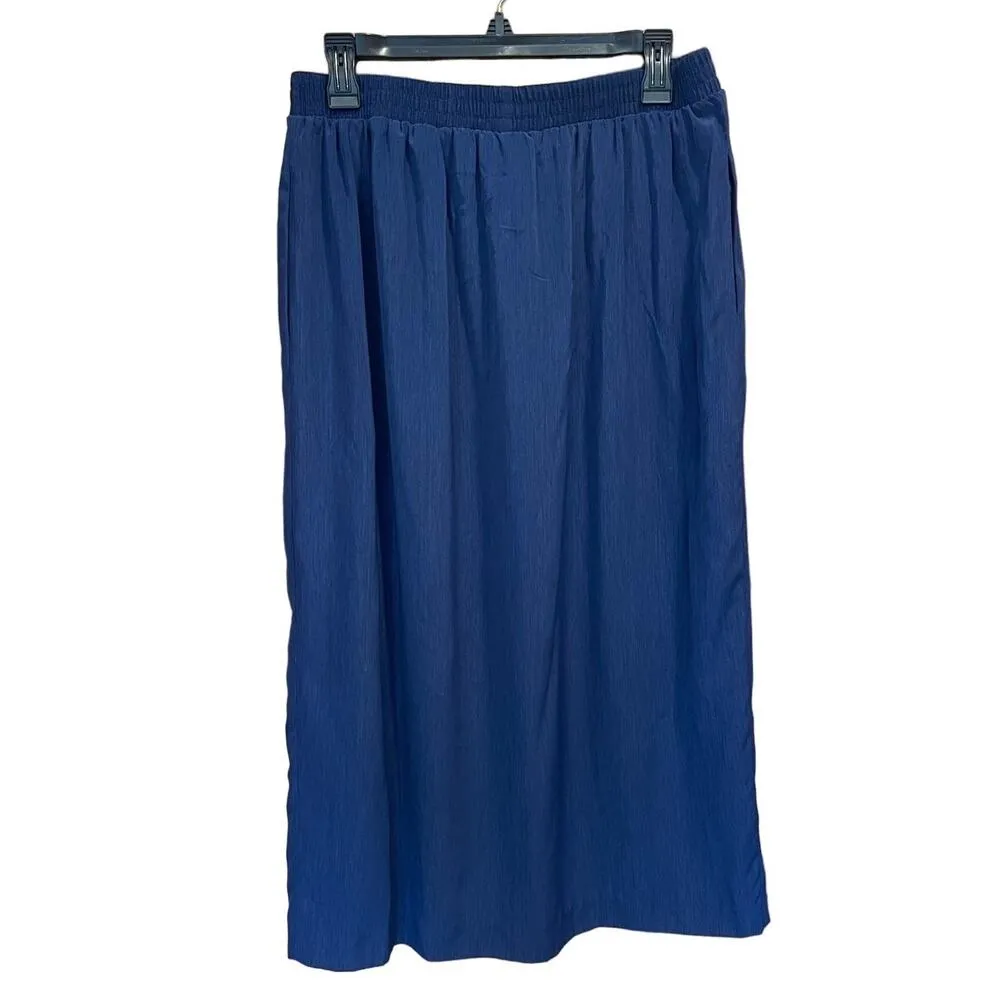 Susan Graver S.G. Sport Collection Side Button Long Slim Skirt Navy Size Large - Image 2