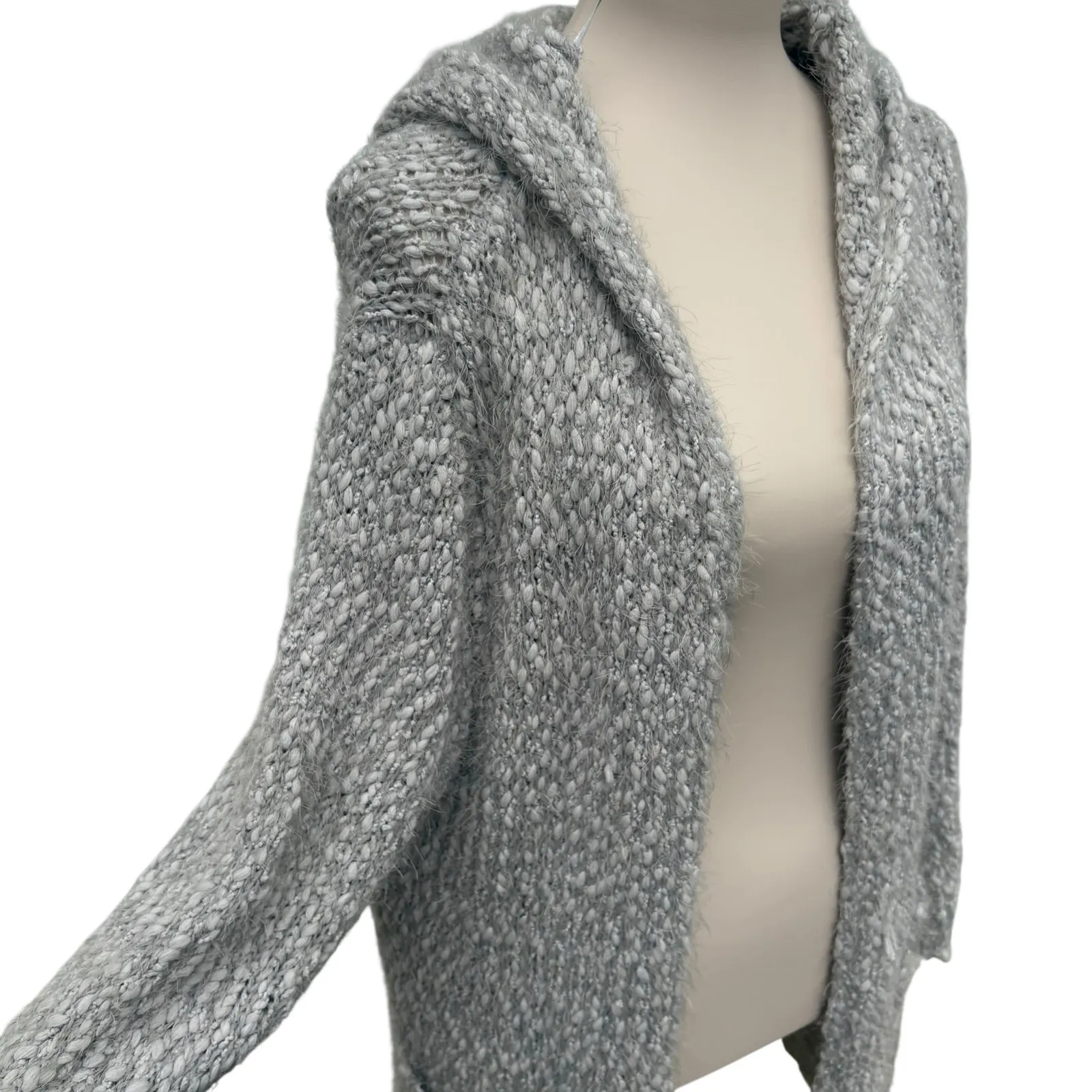 Miracle Sweater Cardigan S/M Gray Marled Pockets 3/4 Sleeve Hygge Cozycore NWT - Image 2