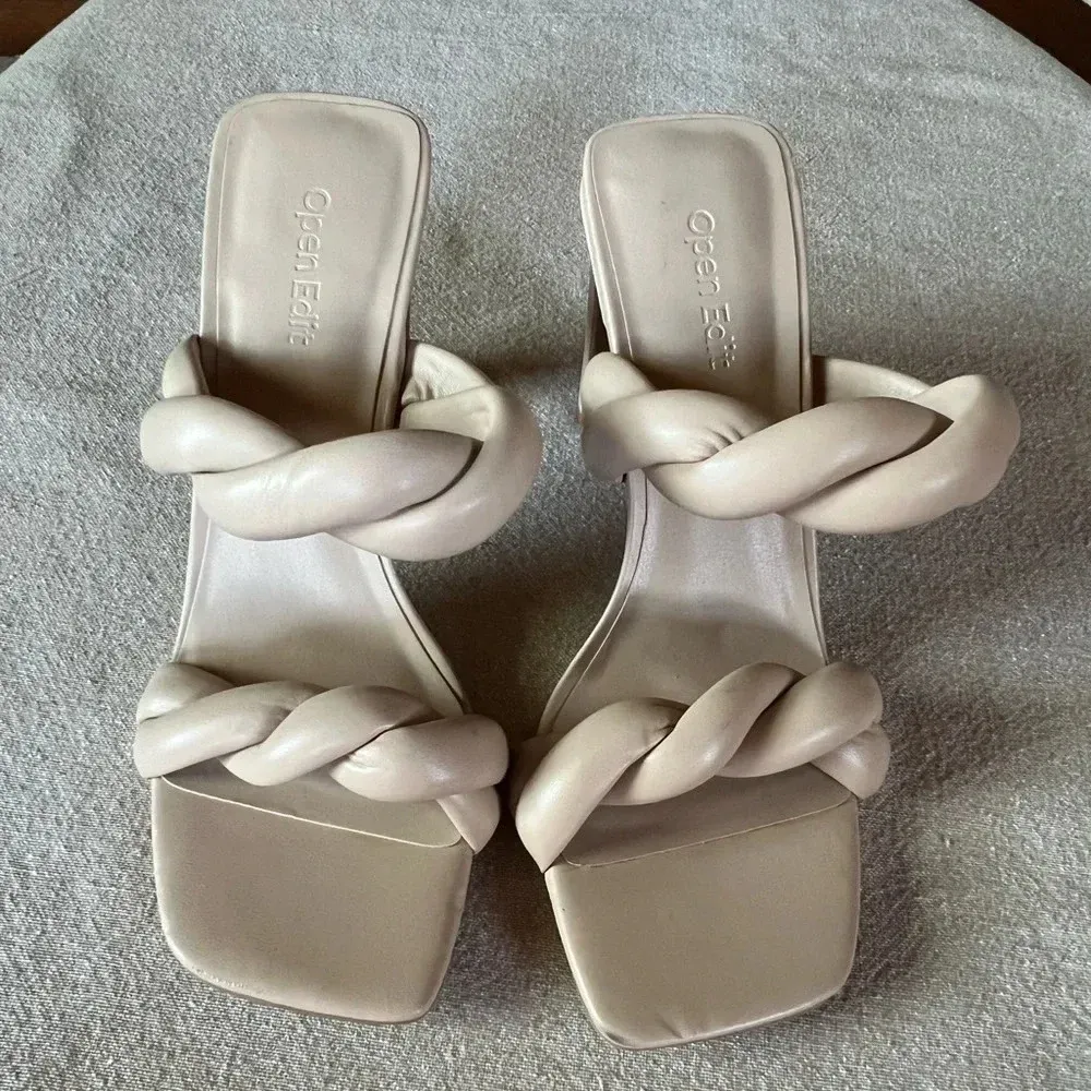 Open Edit Remmy Twist Sandal Ivory Sz 6.5M Women’s Block Heel Square Toe - Image 3