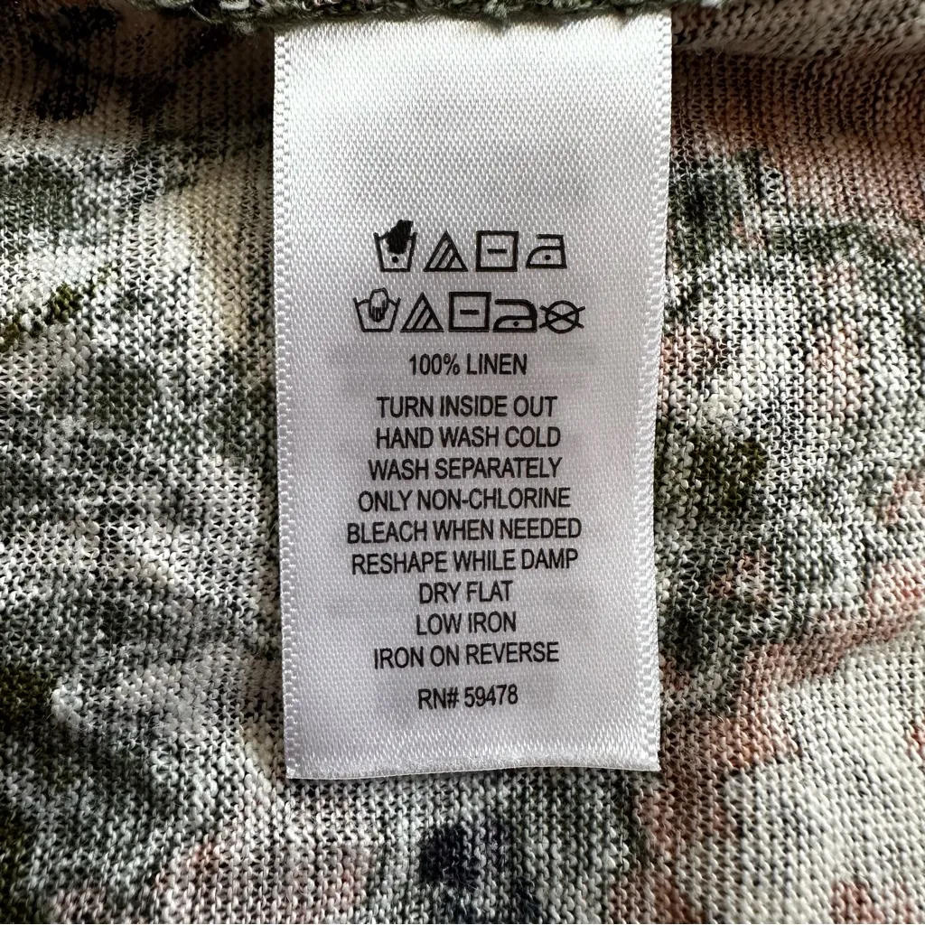 Joie 100% Linen Green Floral Scoop Neck Blouse Top, Size XL - Image 9