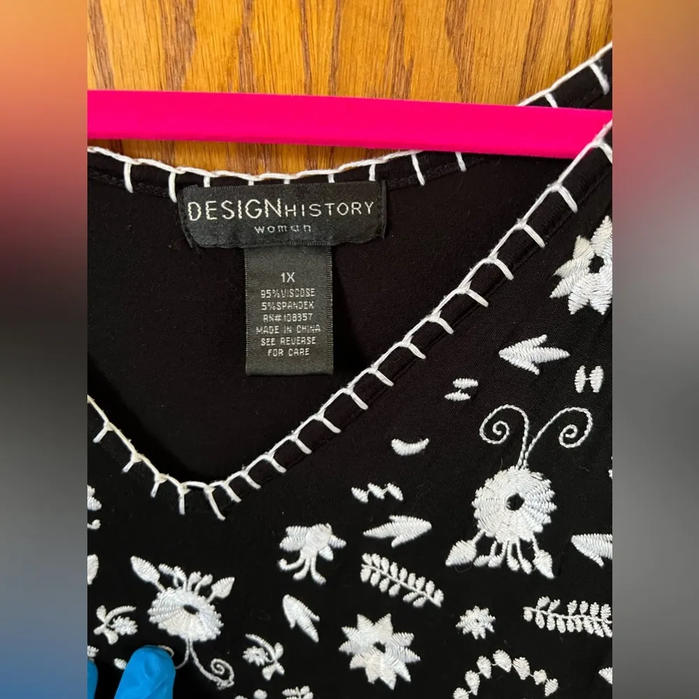 Design History Woman Floral Embroidered Sleeveless Tiered Midi Dress Plus 1X - Image 3