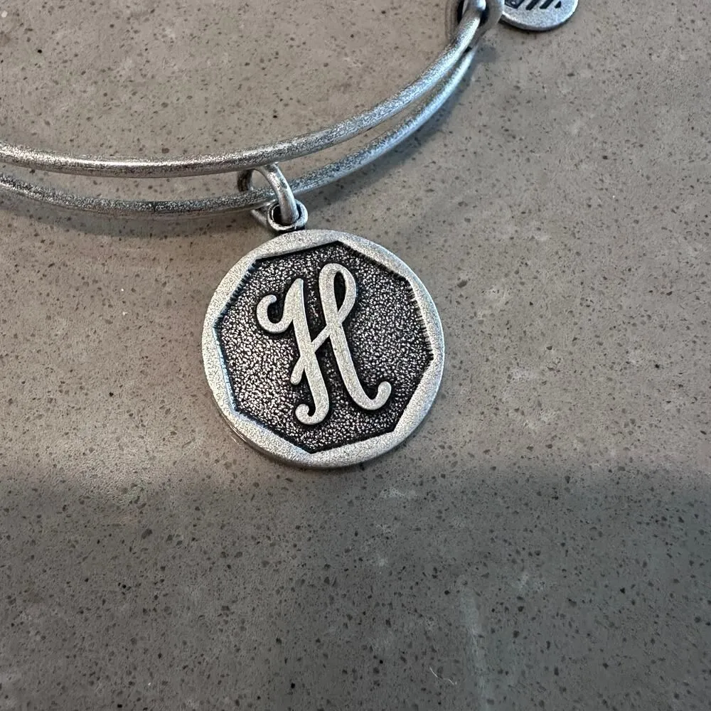 Alex and Ani Initial H Charm Bangle Bracelet Silver - Image 3