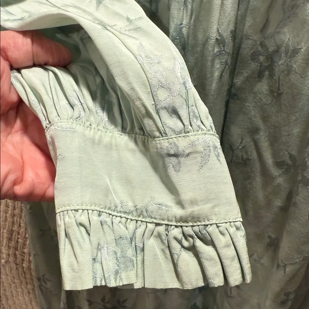 Raquel Allegra Luna Ruffle Neo Victorian Poet Dress Mint Green Size 3 - Image 9