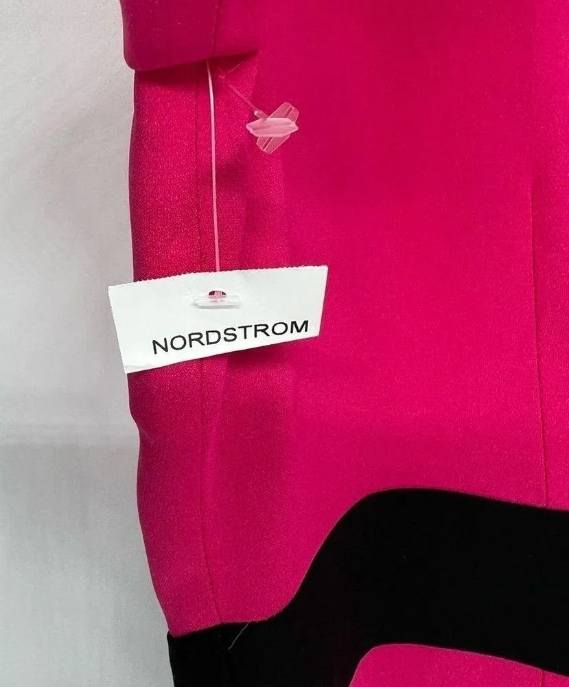 St. John Pink Black Colorblock Silk Short Sleeve Sheath Dress Size 8 New - Image 4