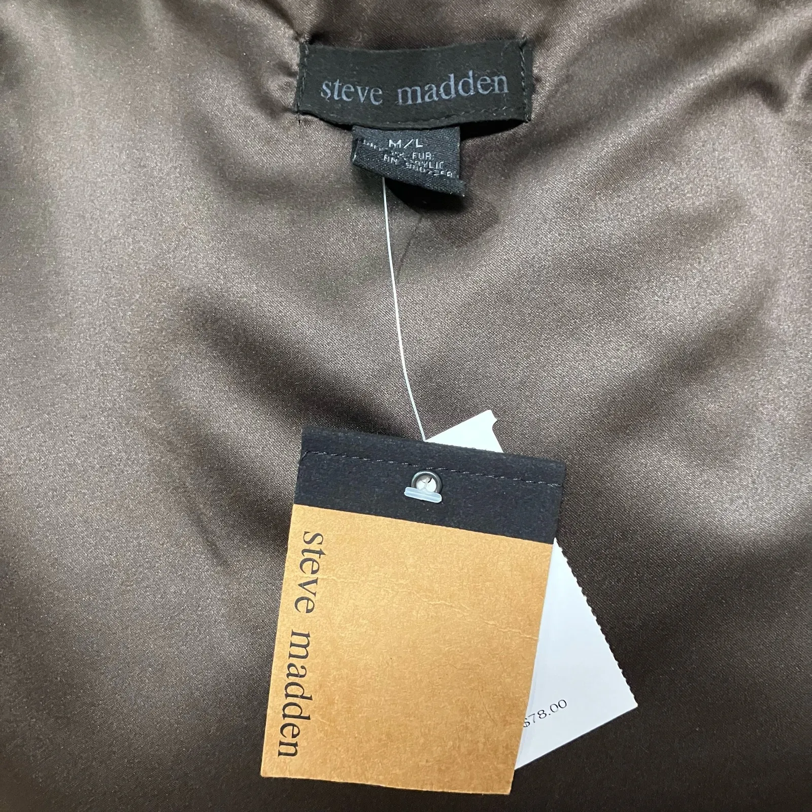 Steve Madden Faux Fur Vest NWT Brown Fuzzy Sz M/L Casual Chic Boho Retro Winter - Image 7