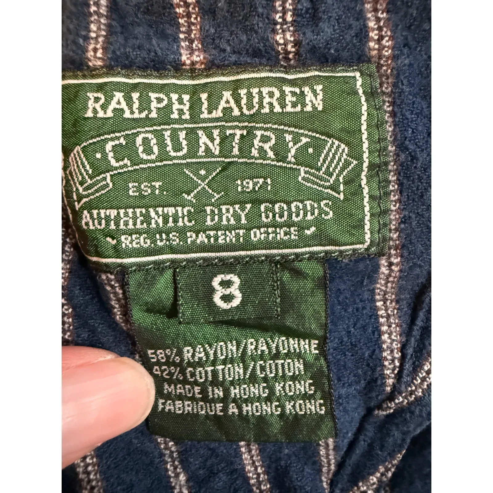 Vintage Ralph Lauren Country Striped Denim Overalls Shorts Women Size 8 Blue - Image 4