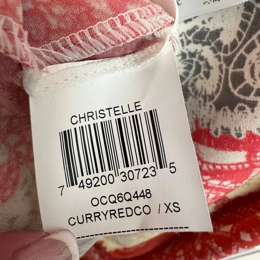 BCBGMAXAZRIA Curry Red Combo CHRISTELLE Ruching Jersey Dress Size XS NWT - Image 11