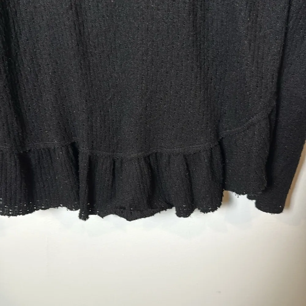 Maeve by Anthropology Black Cowl Neck Sweater with Ruffle Trim size M - Image 3